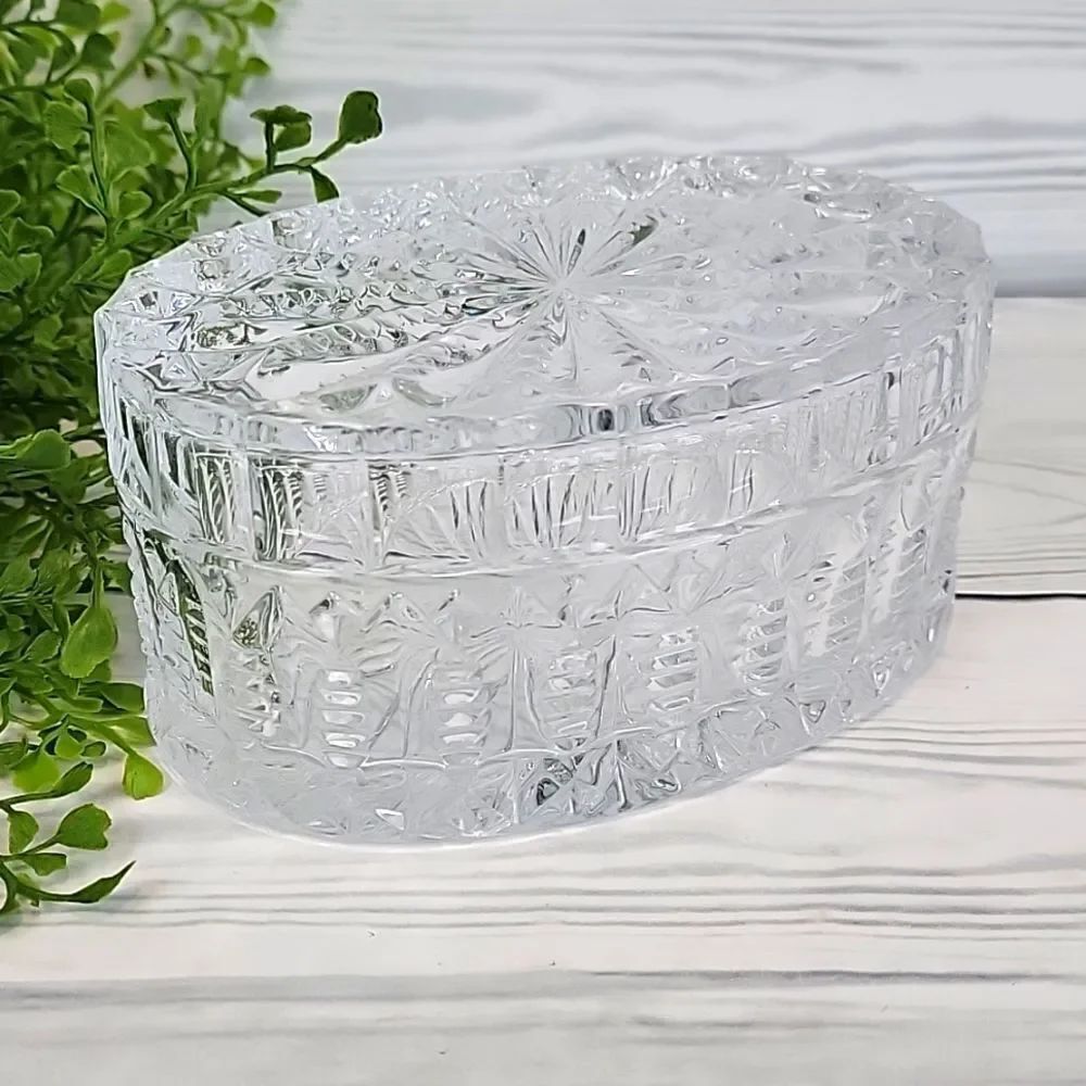 Bohemian crystal Royal Limited oval trinket box 6.5" X 4.5"
